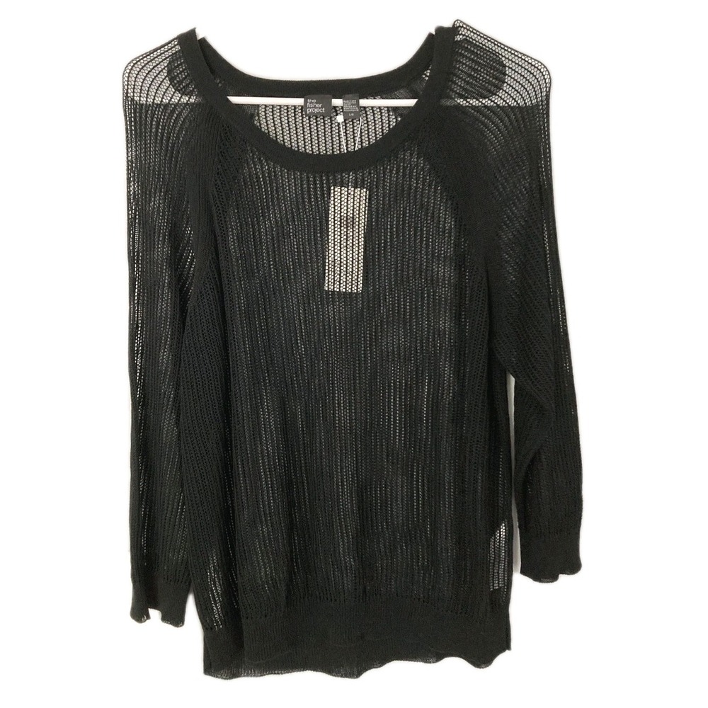 The Eileen Fisher Project Sweater Women L Tencel Sheer Knit Crew 3/4 Sleeve NWT